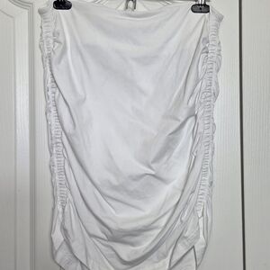 TNA White Ruched Midi Skirt